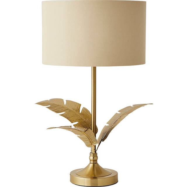 Aliaskar Rust Red Drum Shade Gold Palm Leaf Detail Single Stem Table Lamp - Beige (47.5cm H X 29cm W X 29cm D)