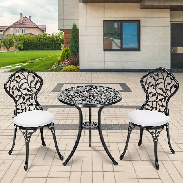 Round 5 - Piece 2 - Person Outdoor Dining Set - Black (2)