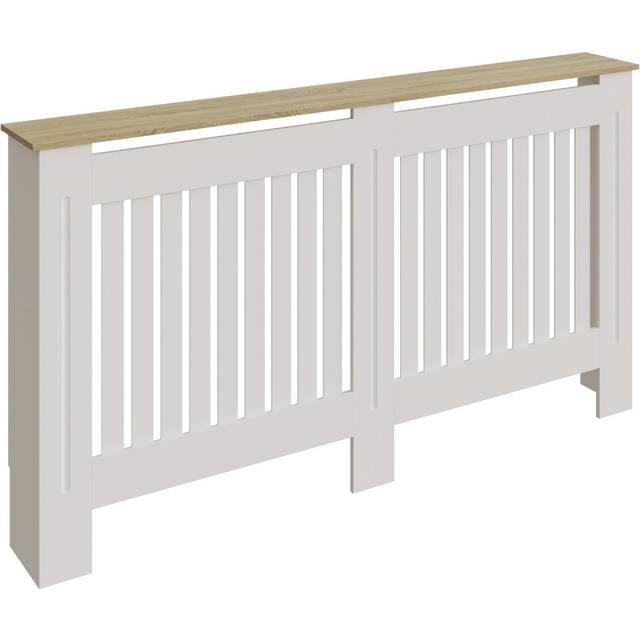 GFW Longslow White and Oak Vertical Slat Radiator Cover Large