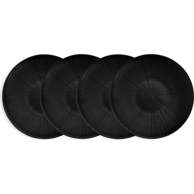 Habitat Black Textured Picnic Dinner Plate - set of 4