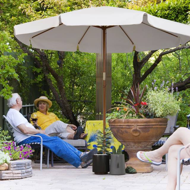 Outsunny Garden Parasol Patio Umbrella with Ruffles Grey - Cream White | TJ Hughes