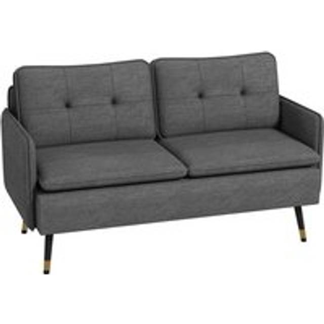 HOMCOM Modern Upholstered Two Seater Sofa for Bedroom Living Room Dark Grey