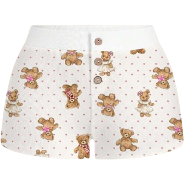 Sweetina Women Y2K House Pajama Cute Bear Print Shorts