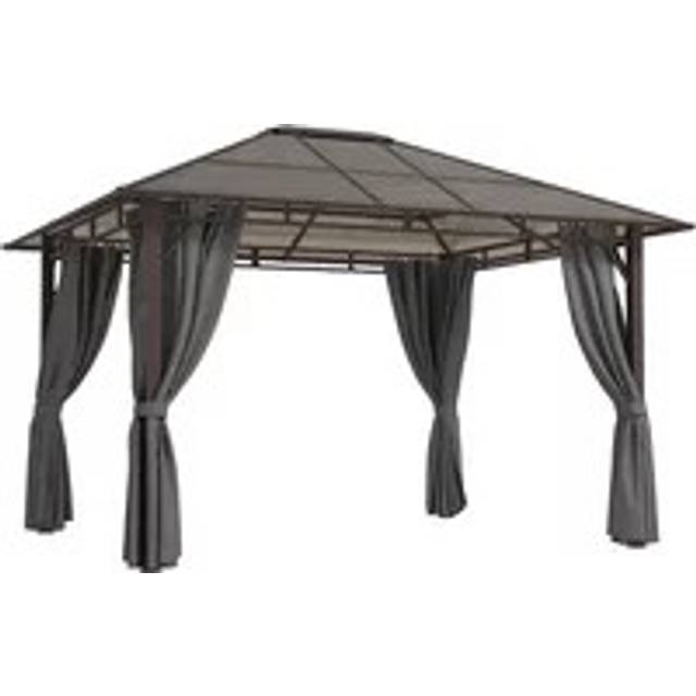 Outsunny 3.6x3(m) Hardtop Gazebo Garden Pavilion w/ Polycarbonate Roof, Grey