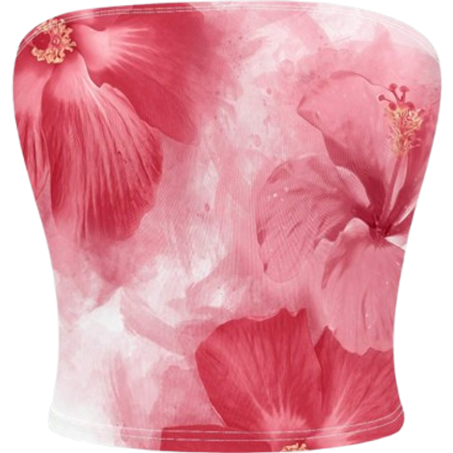 INAWLY Y2K Color Hibiscus Flowers Graphic Tube Top