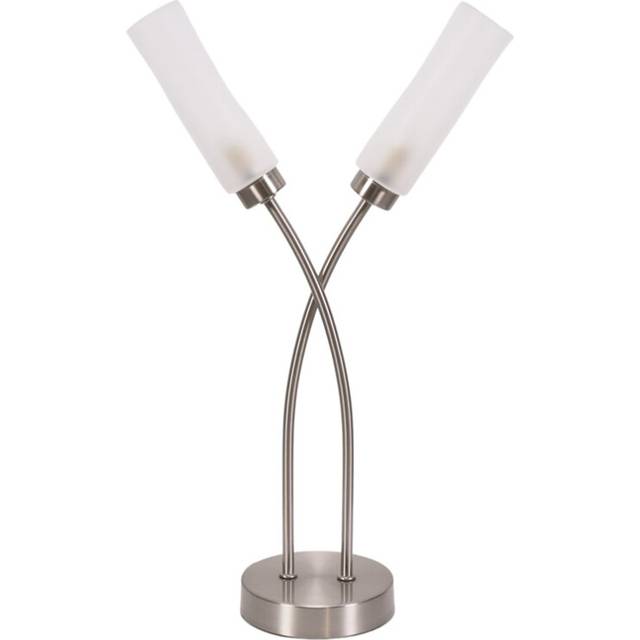 Maya 2 Way Curved Cross Over Reed Shaded Table Lamp - Silver - One Size