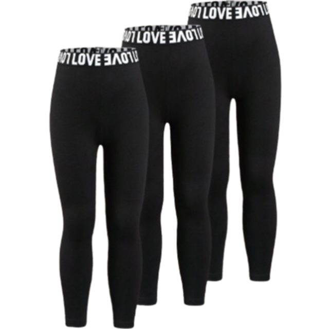 SHEIN 3pcs/Set Young Girl Graphic Belt Waist Comfortable Sport Leggings, Black