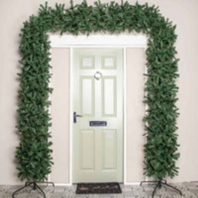 Samuel Alexander 8Ft (2.55M) Double Door Artificial Plain Green Christmas Tree Arch In Green With 2000 Tips, Green