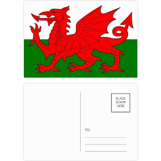 wales national flag eu country postcard set birthday mailing thanks greeting card