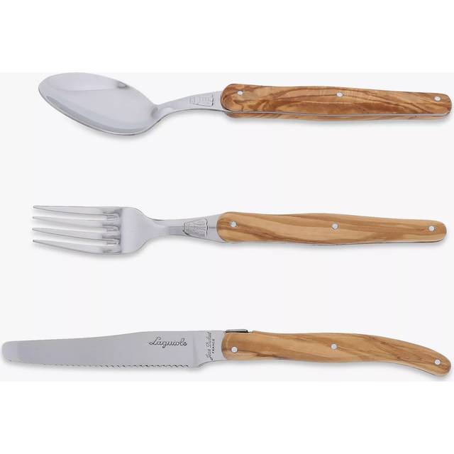 Laguiole Cutlery Set, Olive Wood, 18 Piece/6 Place Settings