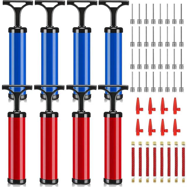 8 Sets Air Pumps Ball Pumps for Inflatables Hand Pump Exercise Ball Inflator with Needle Nozzle Extension Hose