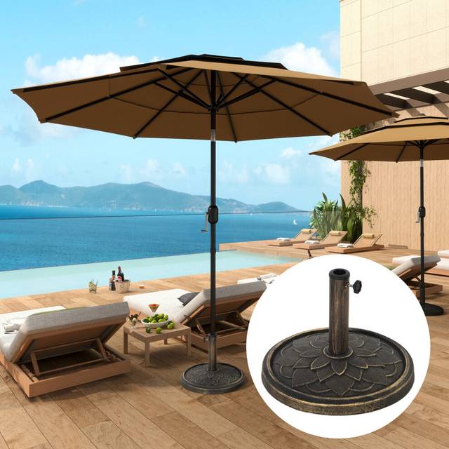 Outsunny 12kg Resin Garden Parasol Base Sun Umbrella Base, Bronze Tone, Brown