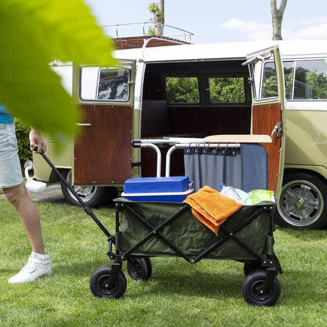 Campart Travel Foldaway Trolley Blue Foldable Wagon Storage Beach Cart Outdoor