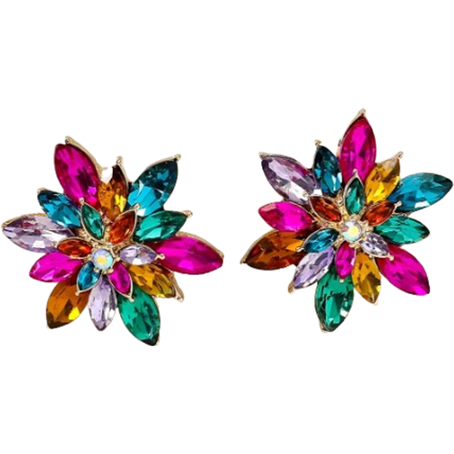 SHEIN 2pcs Flower Shape Rhinestone Inlaid Ear Studs For Women, Daily Wear, Dating, Vacation Gift Valentines,Mom,Mother,Mother&#39;s Day,Gift
