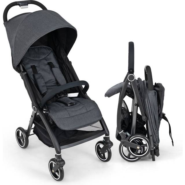 Lightweight Foldable Baby Stroller with Adjustable Backrest and Canopy-Grey