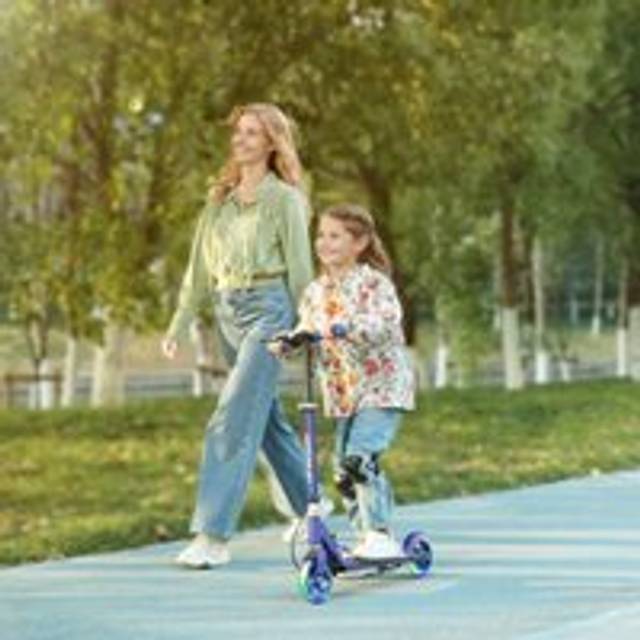 AIYAPLAY Scooter for Kids, Folding Kick Scooter w/ Adjustable Handle, Blue, Blue