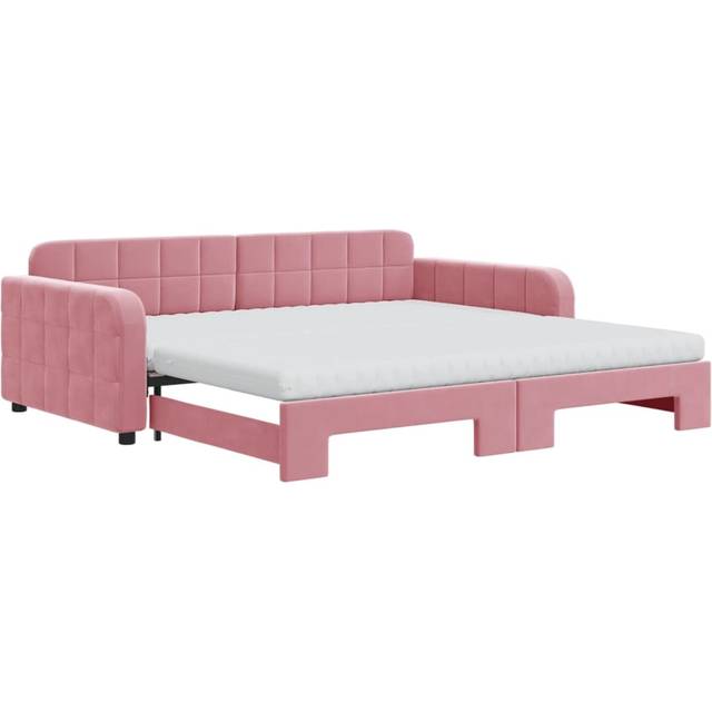 Dagbädd utdragbar och madrasser rosa 100x200 cm sammet