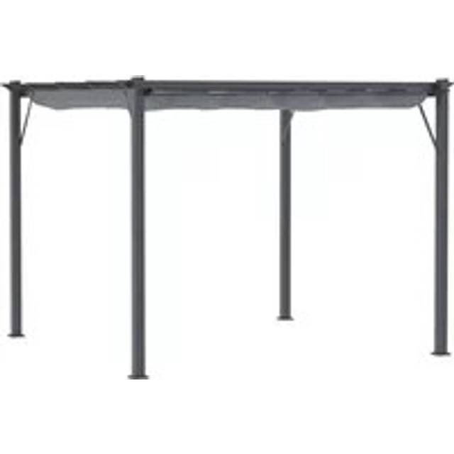 Outsunny 3x3(m) Pergola Gazebo Sun Shade Shelter Aluminium Garden Canopy, Grey, Grey