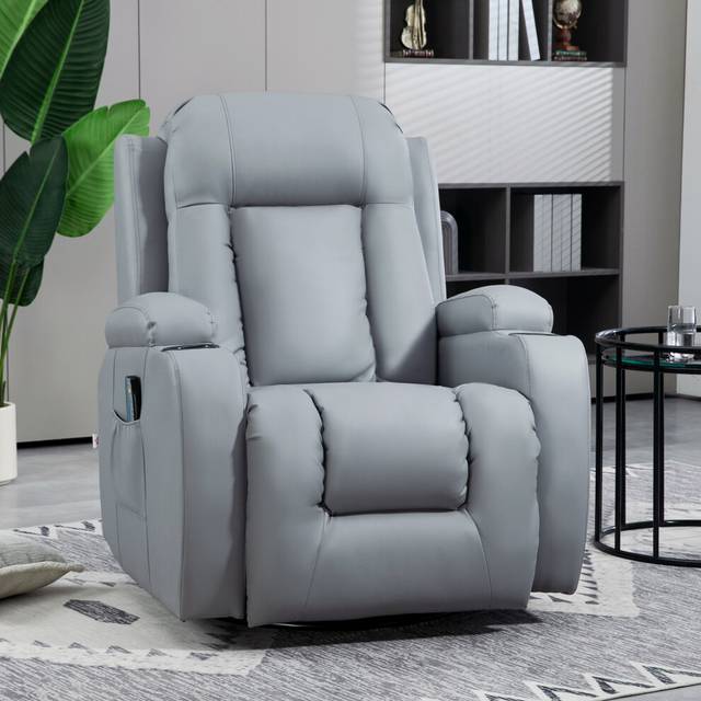 Manual Recliner Chair with 8 Vibration & Heat, Light Grey - Dark Grey - One Size