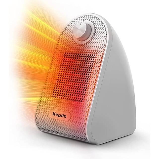 KEPLIN Ceramic Desk Heater, 500W Low Energy Consumption Heater for Home & Office, Mini Portable Plug-in Electric Heater (White)