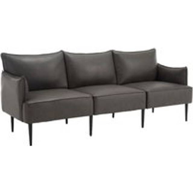 Wahson Office Chairs - Modern Sectional Sofa in pu Leather Sofa Couch 3 Seater Sofa Couch Settee with Metal Legs for Bedroom Office Living Room, Grey