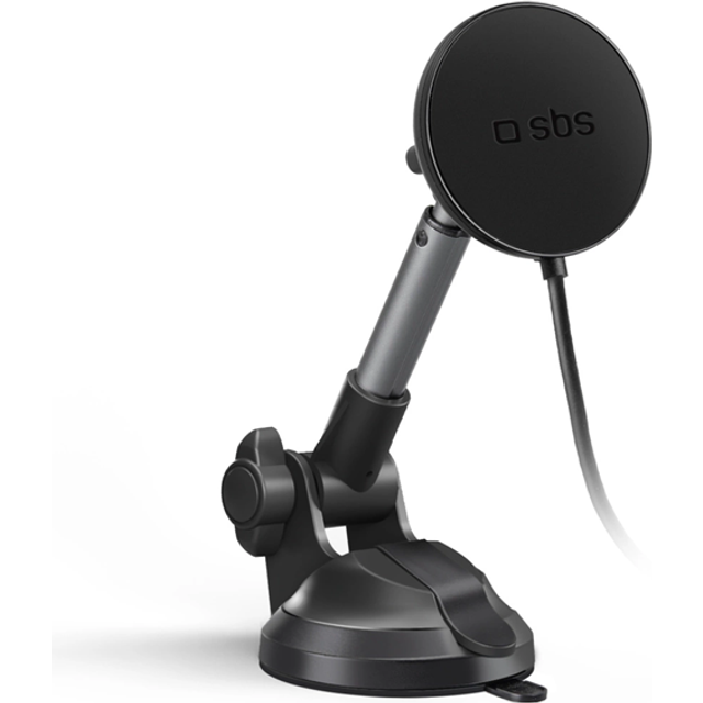 SBS Mobilhållare för Vindruta och Instrumentbräda med Teleskopisk Arm - MagSafe Kompatibel - Svart