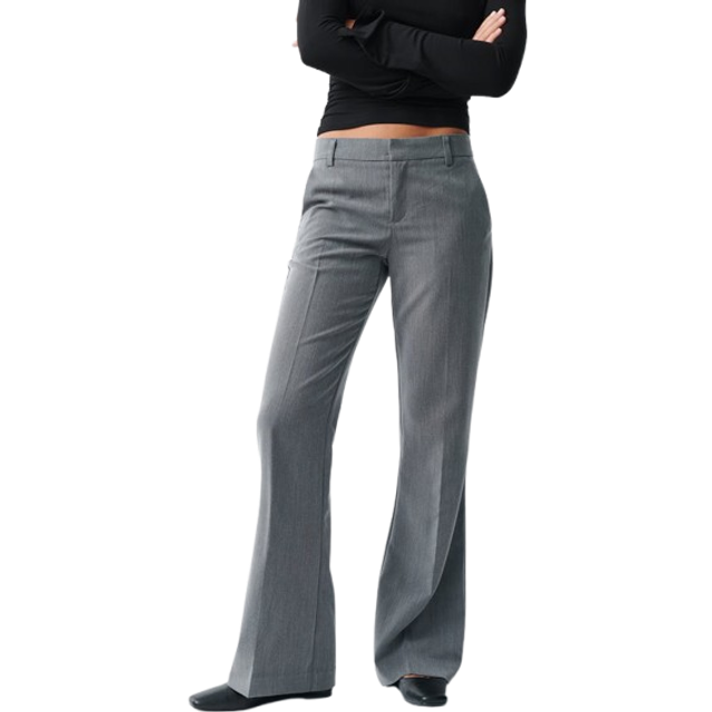 Gina Tricot-Relaxed bootcut trousers-utsvängda kostymbyxor-Grå-38-Dam