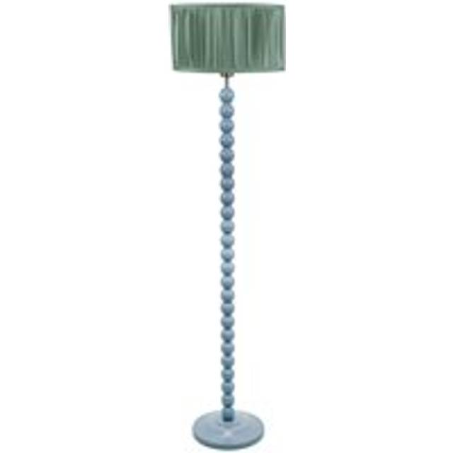 ValueLights Bobbins Ruched Pleated Green Shade Powder Blue Floor Lamp