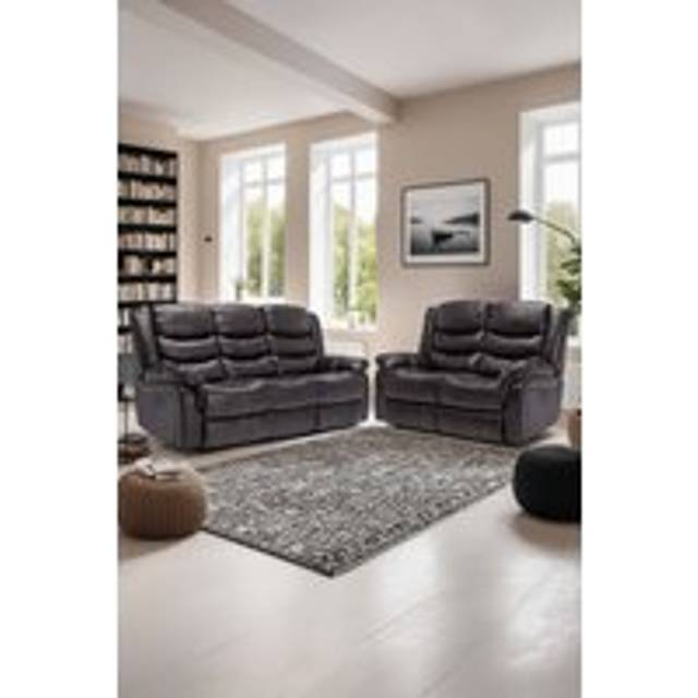 Seattle Electric Recliner Bonded Leather 1+3 Seater Sofa Set - Brown - One Size