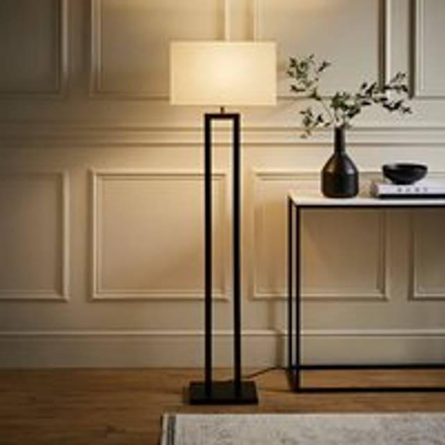 Gloria Double Stem Metal Floor Lamp with Rectangular Lamp Shade and led Bulb