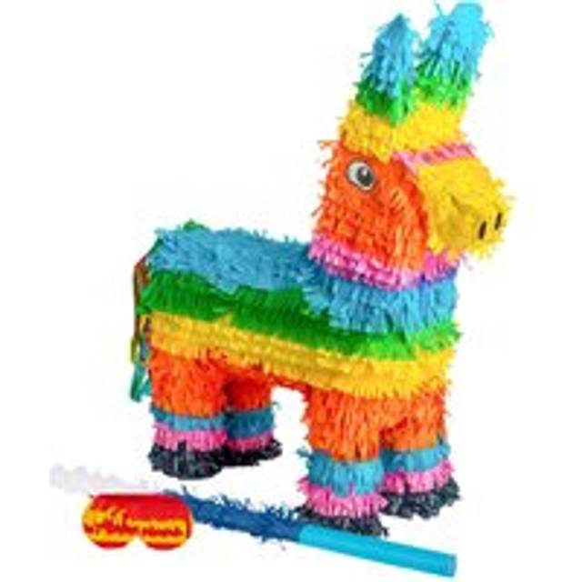 3pc Donkey Pinata Set with Stick Blindfold - Blue Stick - Blue