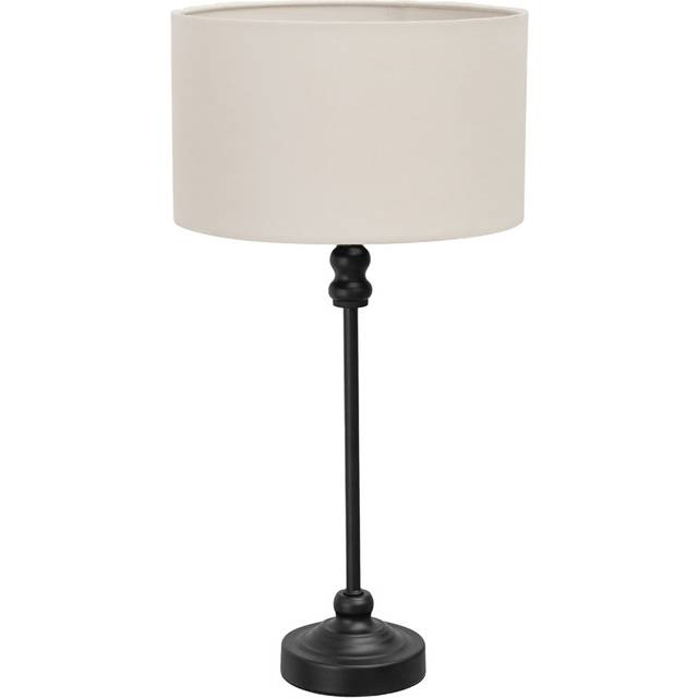 Maggie Black Candlestick Table Lamp with White Shade and LED Bulb