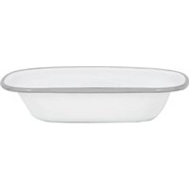 20cm White Enamel Pie Dish - Grey