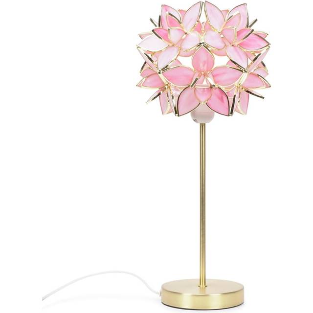 Reine Gold Stem Table Lamp with Glass Flower Pendant with Bulb - Bright Pink - 8 inches