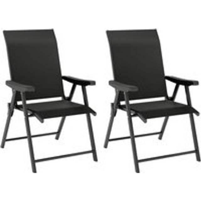 Outsunny Set of Two Folding Garden Chairs - Black, Black