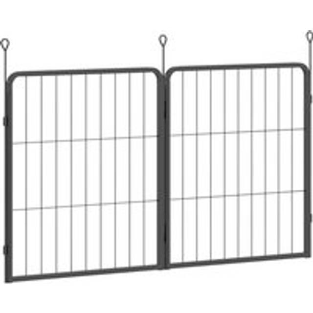 PawHut 2 Piece Expansion Pack Dog Pen for Small Dogs, 60cm Tall, Black