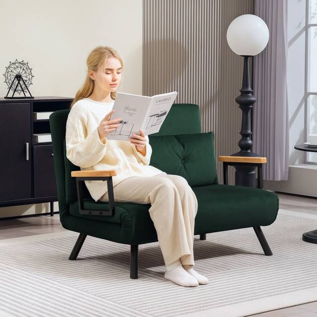HOMCOM Click Clack 2 Seater Sofa Bed for Living Room, Guest Room, Green