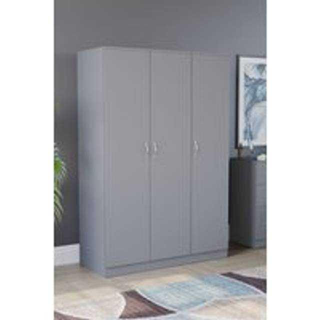 Vida Designs Riano 3 Door Wardrobe Storage Organizer - Grey - One Size