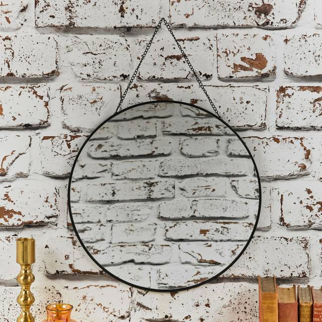 Gold 30Cm Gold Or Black Round Hanging Wall Mirror Hallway Bathroom Bedroom Home Decor (30cm H X 30cm W)