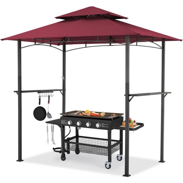 1.5m W x 2.5m D Metal Soft-top Gazebo - Wine Red (152.4cm W X 243.8cm D X 243.8cm H)