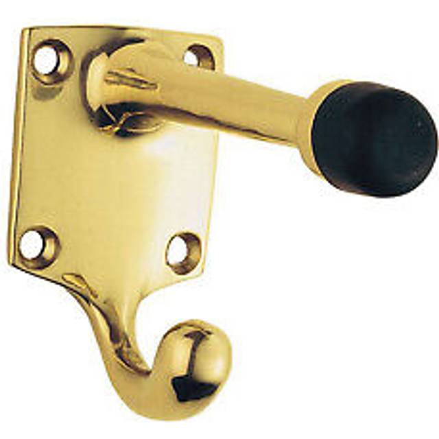 Victorian Coat Wall Hook - Polished Brass (8.6cm H X 3.5cm W X 6.0cm D)