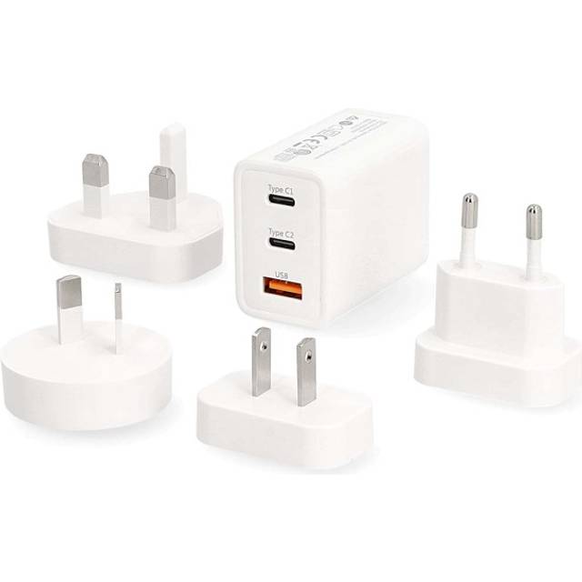 Nedis 65W GaN USB C Fast Charger 3-Port UK / EUROPE / USA / Canada / Australia Adapter Plug for Travel