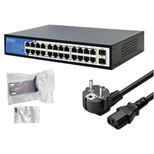 24+2SFP Gigabit Switch Ethernet 10/100/1000Mbps Network Switches Hub for Small LAN US Plug
