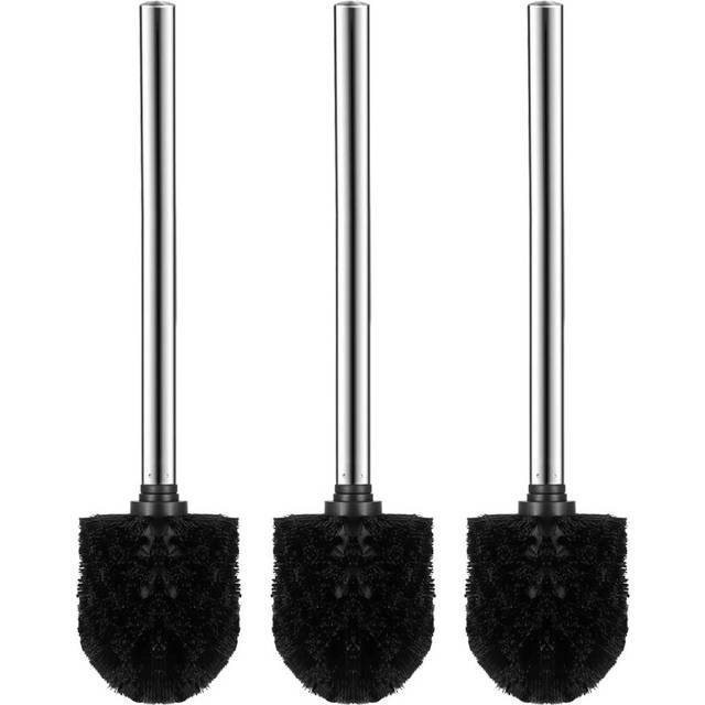 Premium Toilet Brush Set Black Brush Head With Stainless Steel Handle Anti-Corrosion Toilet Brush Replacement Toilet Brush
