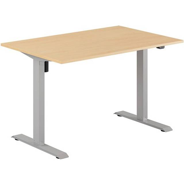 Höj och sänkbart skrivbord, 1-motorigt, grått stativ, bok bordsskiva 120x80cm