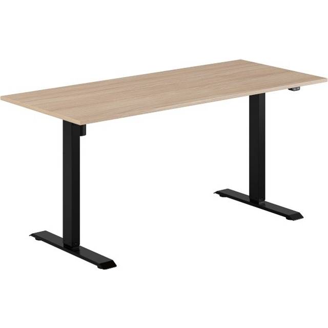 Höj och sänkbart skrivbord, 1-motorigt, svart stativ, urban oak bordsskiva 160x70cm