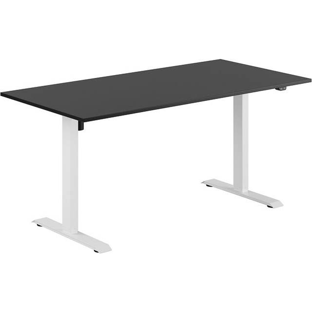 Höj och sänkbart skrivbord, 1-motorigt, vitt stativ, svart bordsskiva 160x80cm