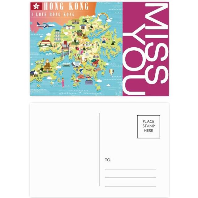 I Love Hong Kong Map China Location Miss Postcard Set Thanks Card Mailing Side 20pcs