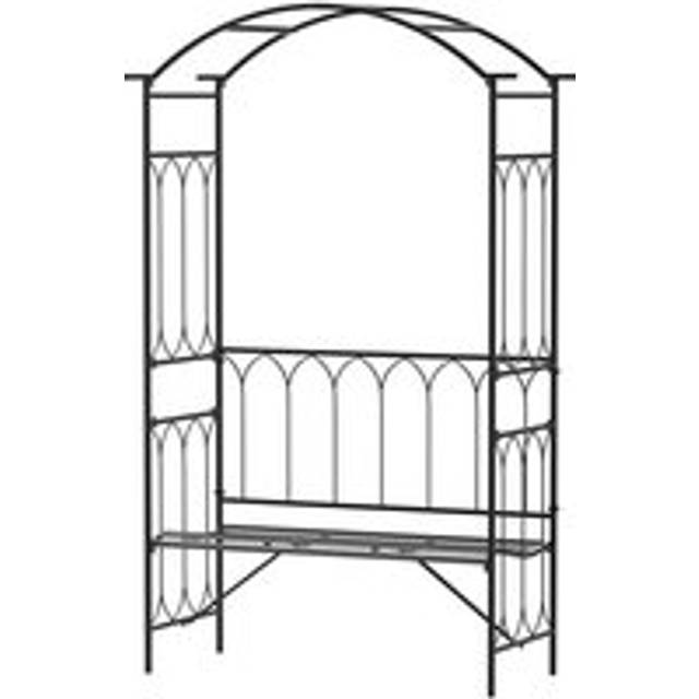 Outsunny Garden Metal Frame Bench Witharch For Various Climbing Plant 115Lx50Wx203H cm-Black