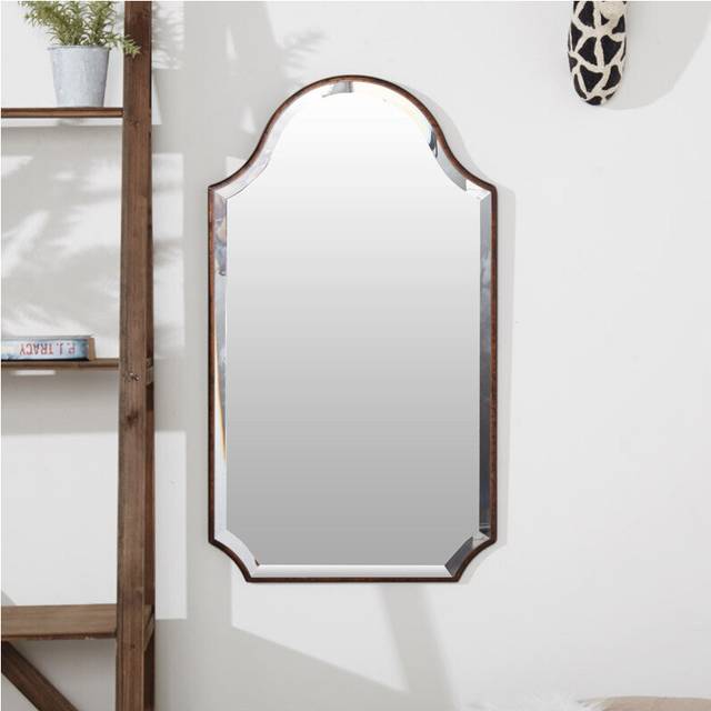 Brown Thin Framed Shaped Wall Mirror Material: Mirrors